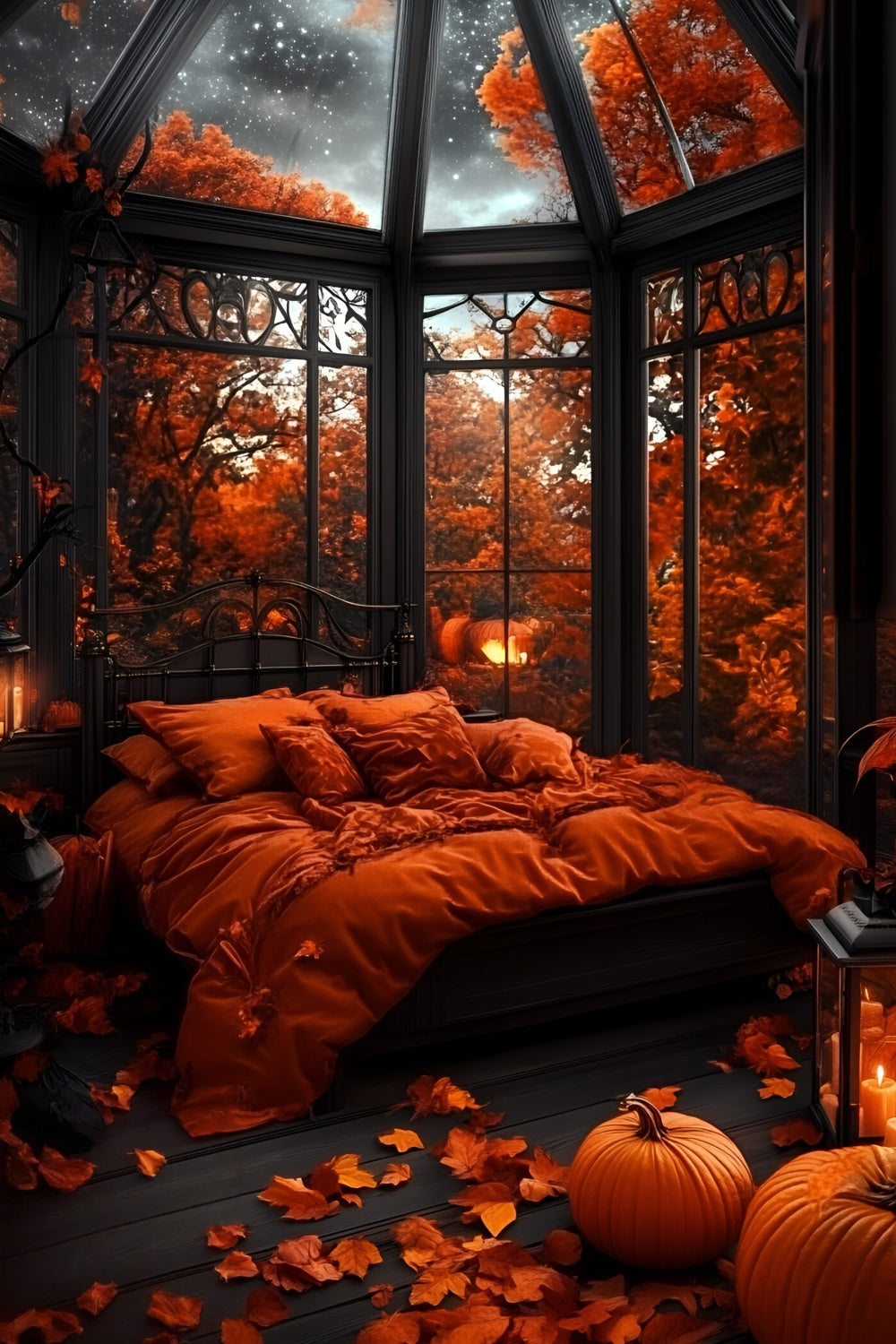 Autumn Backdrop Bedroom Glass Ceiling Stars Backdrop UK GQ5-88