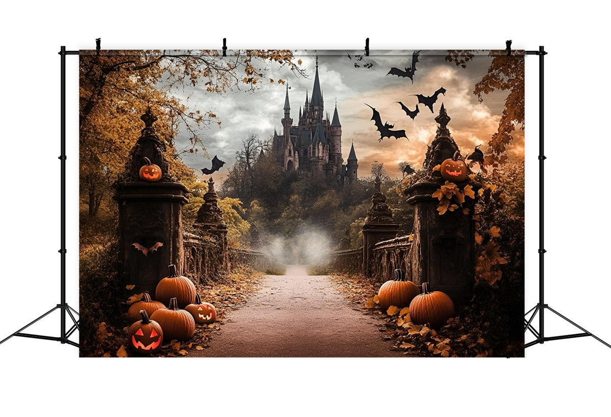 Autumn Backdrops Haunted Castle Halloween Backdrop UK GQ57-103