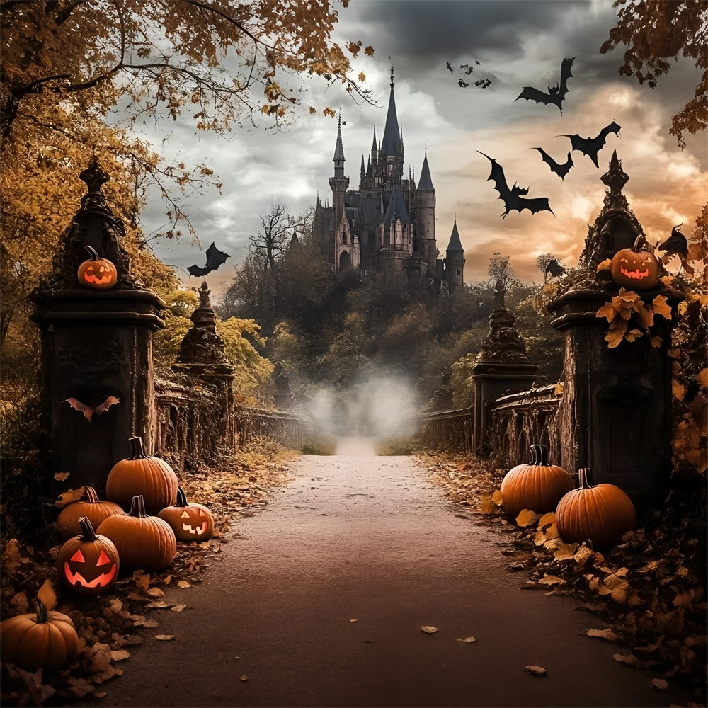 Autumn Backdrops Haunted Castle Halloween Backdrop UK GQ57-103