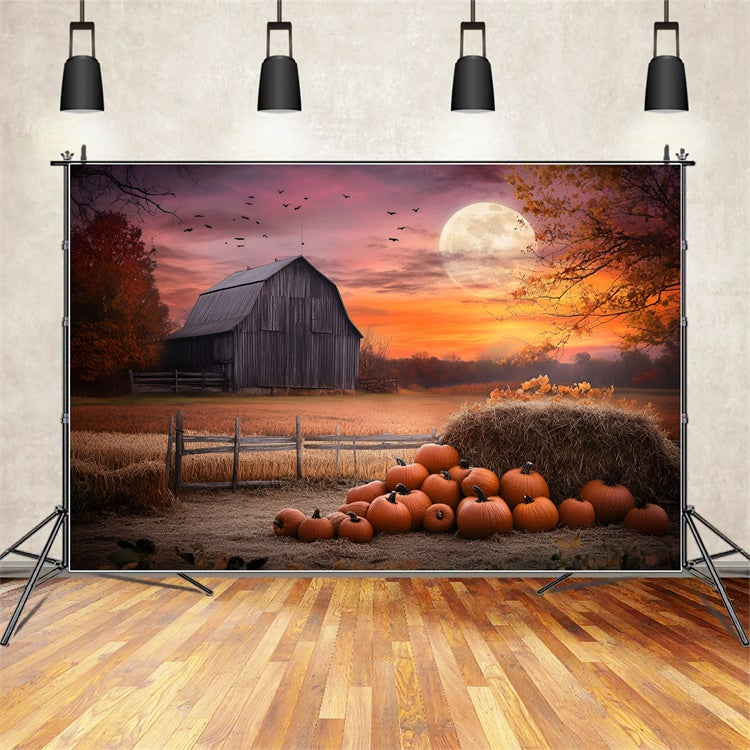 Sunset Backdrop Twilight Barn Scene Autumn Backdrops UK GQ57-106