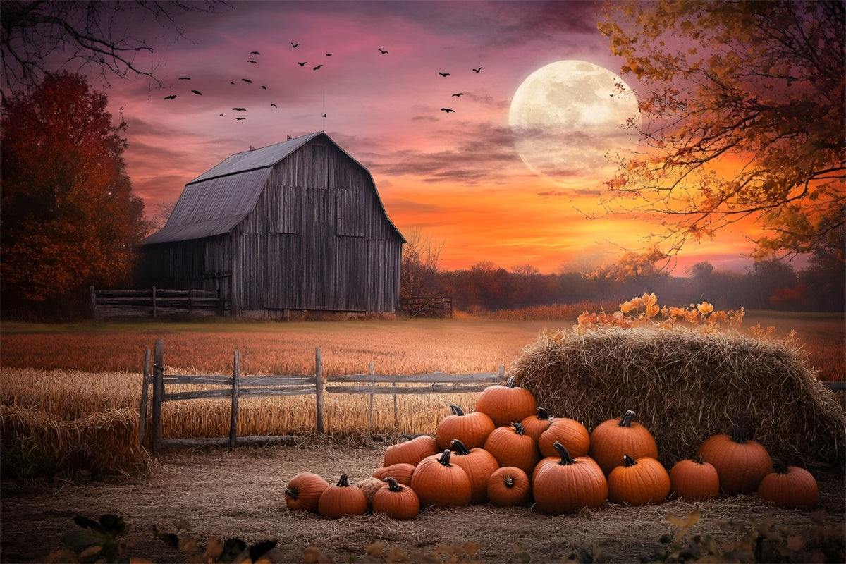 Sunset Backdrop Twilight Barn Scene Autumn Backdrops UK GQ57-106