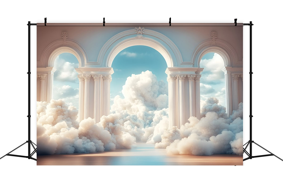 Cloudy Sky Backdrop Serene Sky Arch Columns Backdrop UK GQ57-124