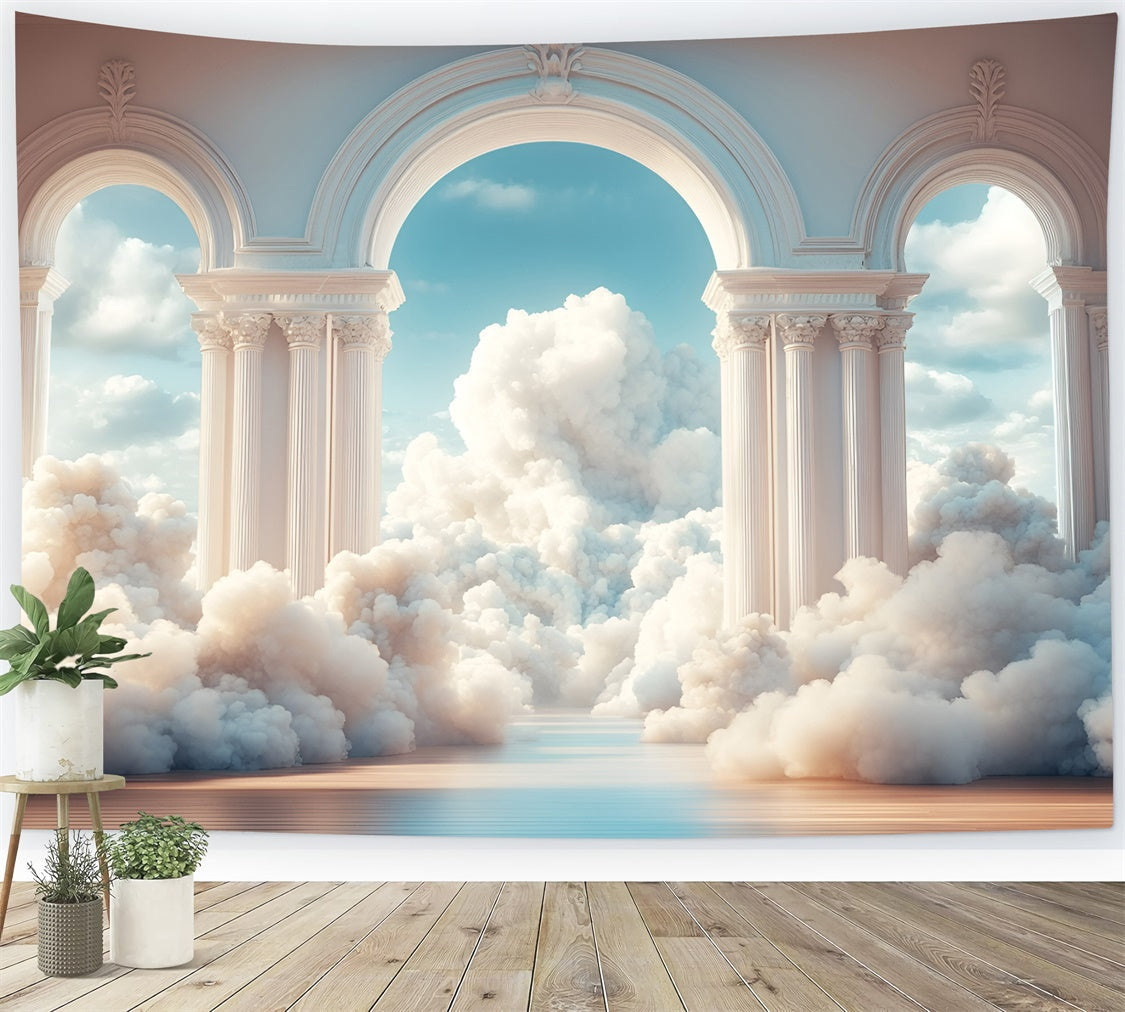 Cloudy Sky Backdrop Serene Sky Arch Columns Backdrop UK GQ57-124