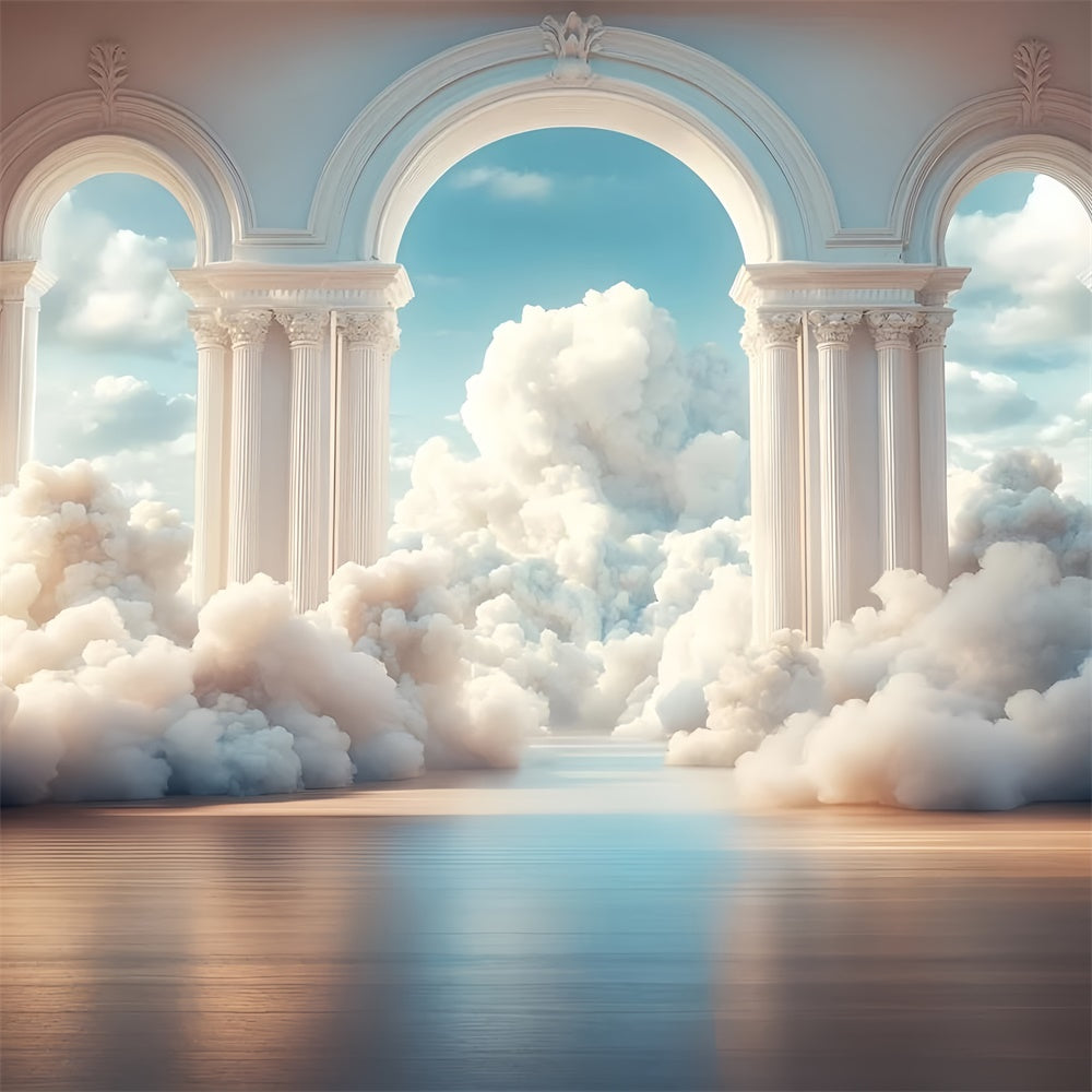 Cloudy Sky Backdrop Serene Sky Arch Columns Backdrop UK GQ57-124