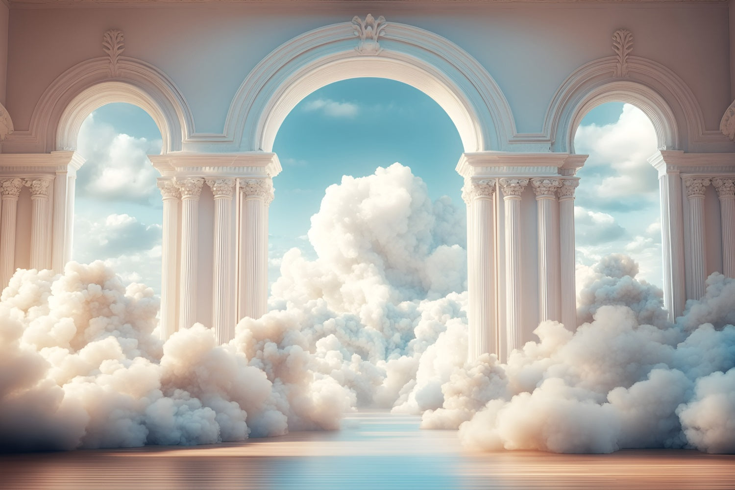 Cloudy Sky Backdrop Serene Sky Arch Columns Backdrop UK GQ57-124