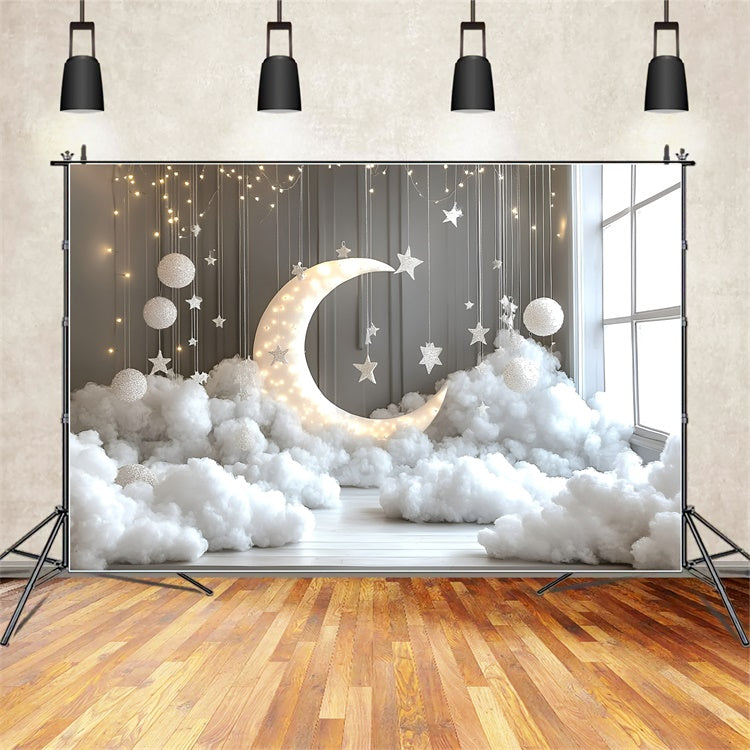 Cloud Backdrops Hanging Stars Moon Setup Backdrop UK GQ57-125