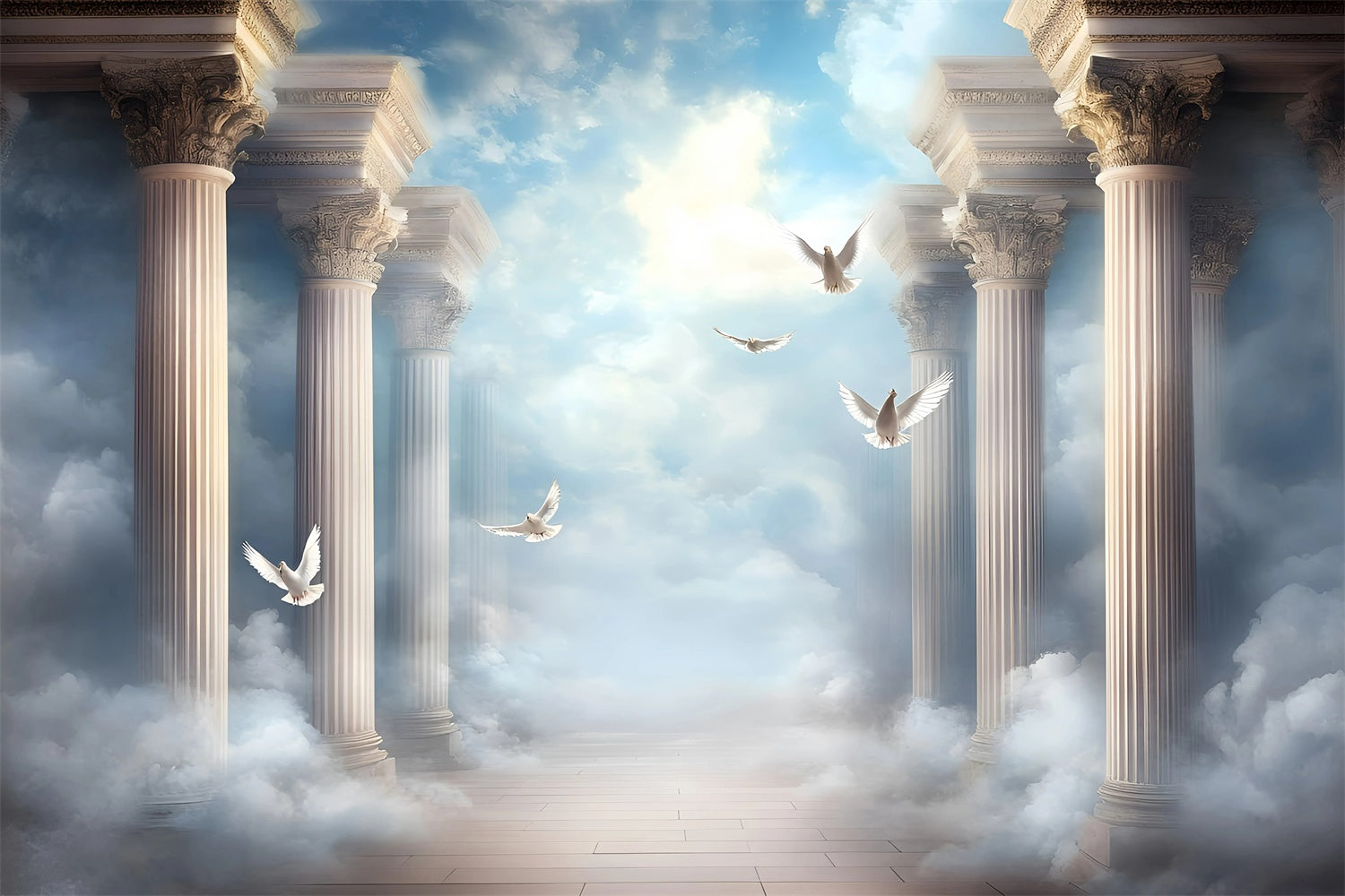Cloud Backdrops Dove Flight Cloud Temple Backdrop UK GQ57-129