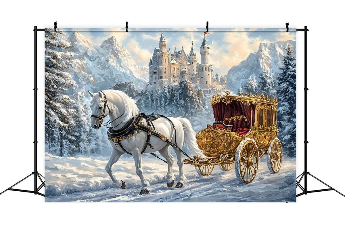 Castle Backdrops Royal Winter Ride Winter Backdrop UK GQ57-144