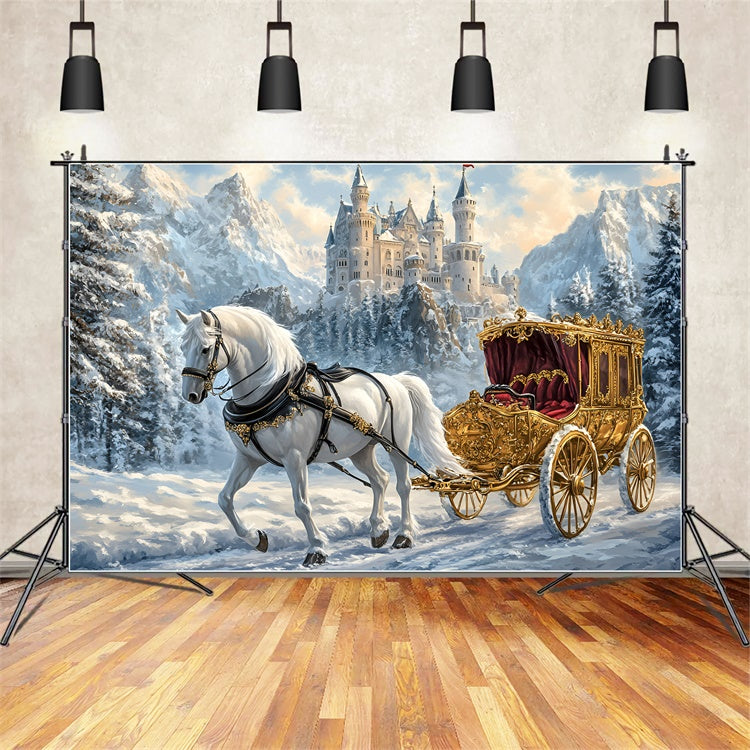 Castle Backdrops Royal Winter Ride Winter Backdrop UK GQ57-144