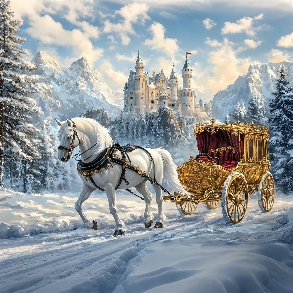 Castle Backdrops Royal Winter Ride Winter Backdrop UK GQ57-144