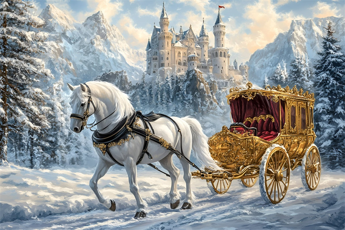Castle Backdrops Royal Winter Ride Winter Backdrop UK GQ57-144
