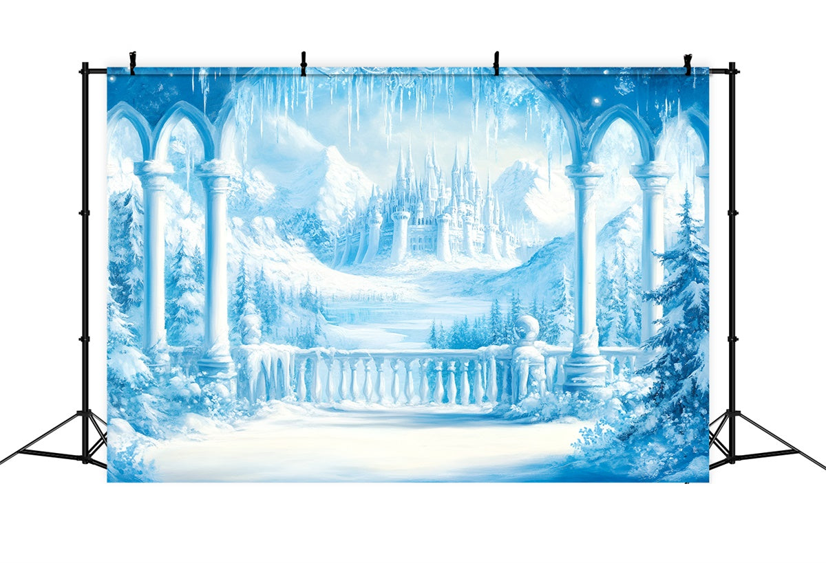 Frozen Castle Backdrop Snow Palace Winter Backdrops UK GQ57-147