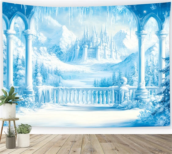 Frozen Castle Backdrop Snow Palace Winter Backdrops UK GQ57-147