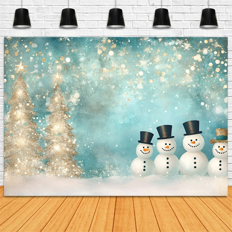 Winter Backdrops Glitter Snowman Parade Backdrop UK GQ57-149