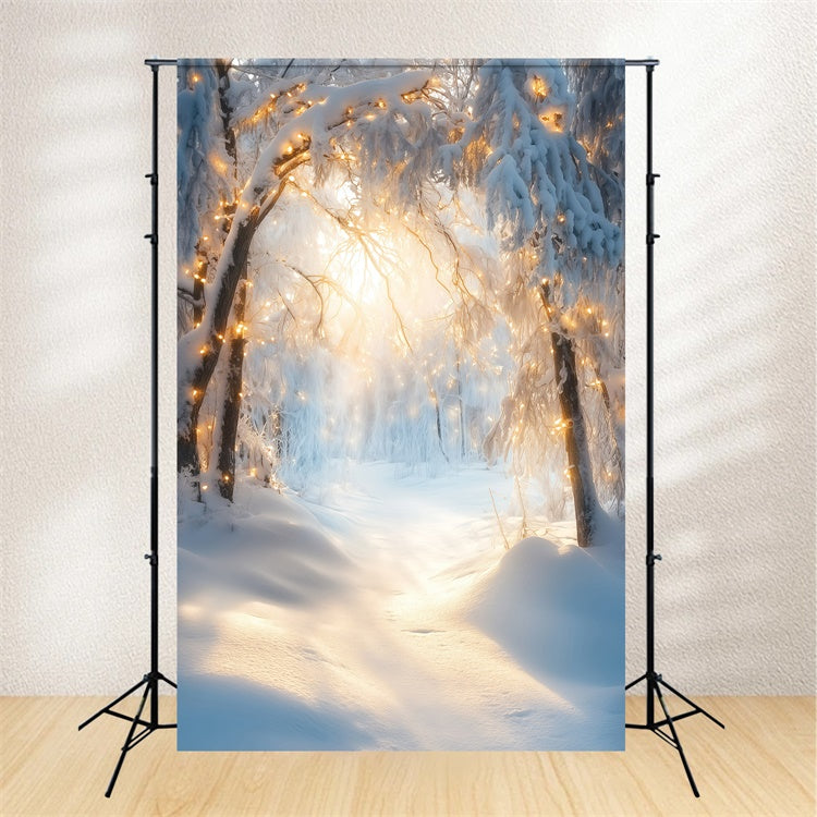 Winter Snow Backdrop Golden Frost Archway Backdrop UK GQ57-161