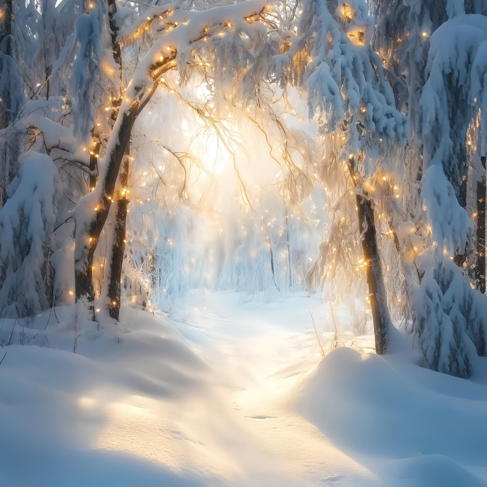 Winter Snow Backdrop Golden Frost Archway Backdrop UK GQ57-161