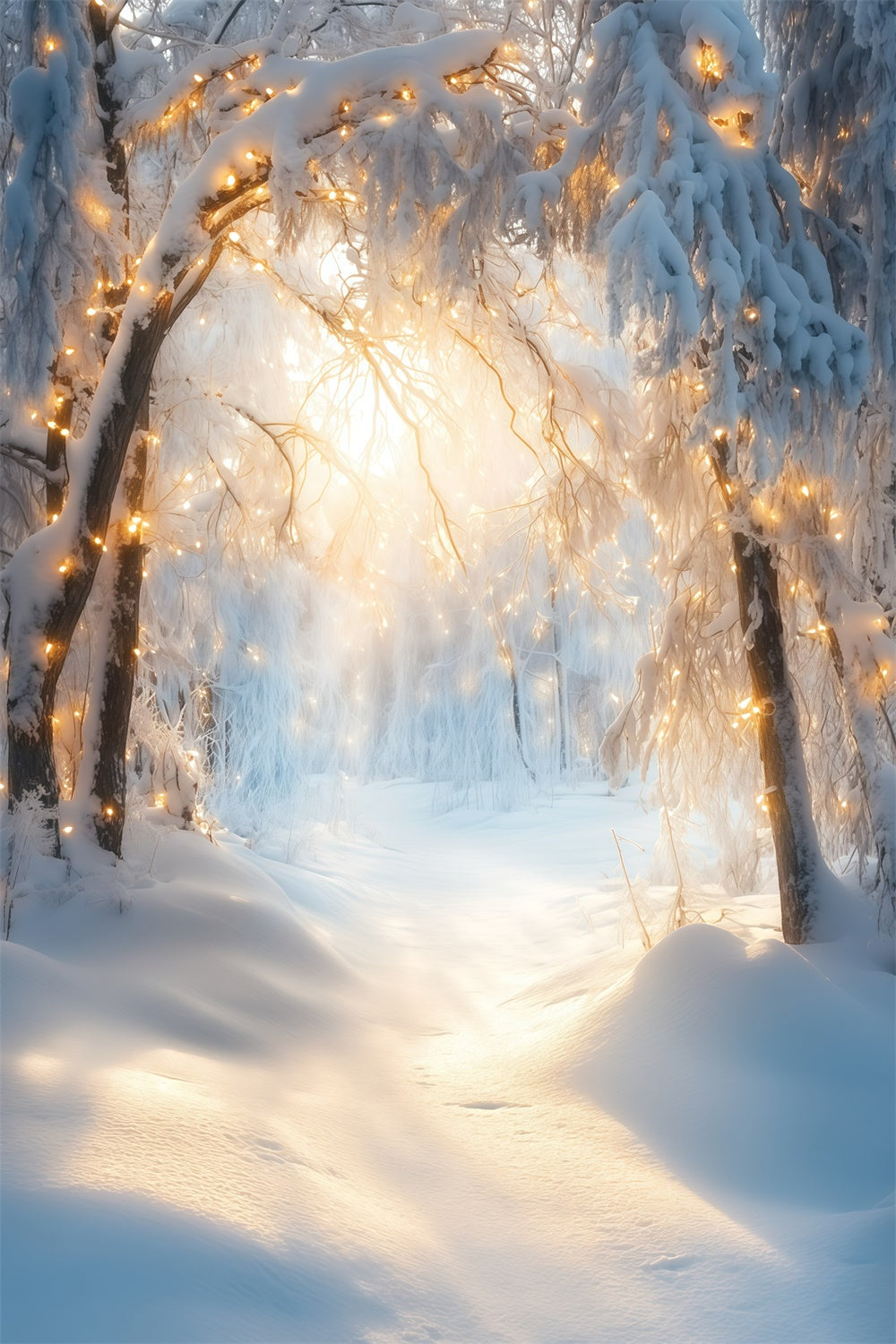 Winter Snow Backdrop Golden Frost Archway Backdrop UK GQ57-161