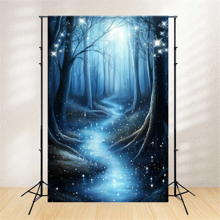 Winter Forest Backdrop Midnight Snow Sparkle Backdrop UK GQ57-163