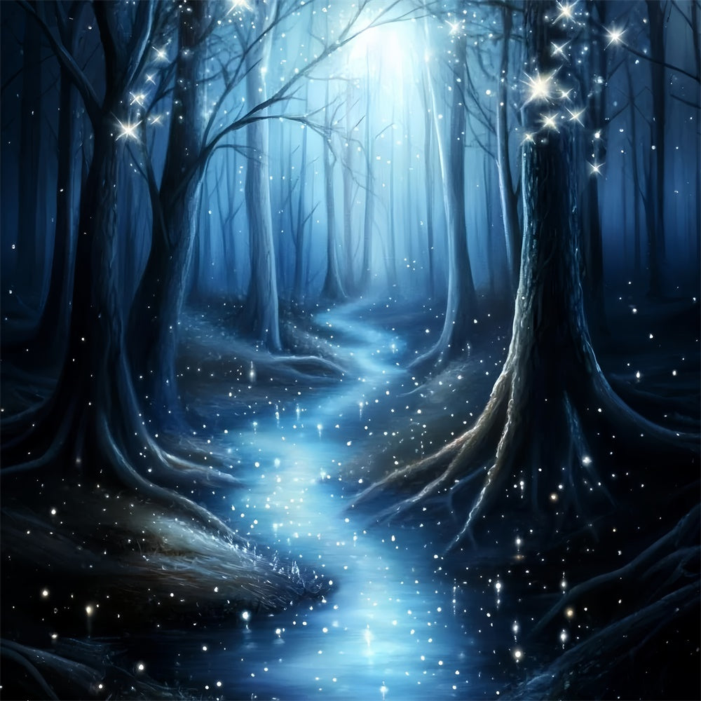 Winter Forest Backdrop Midnight Snow Sparkle Backdrop UK GQ57-163