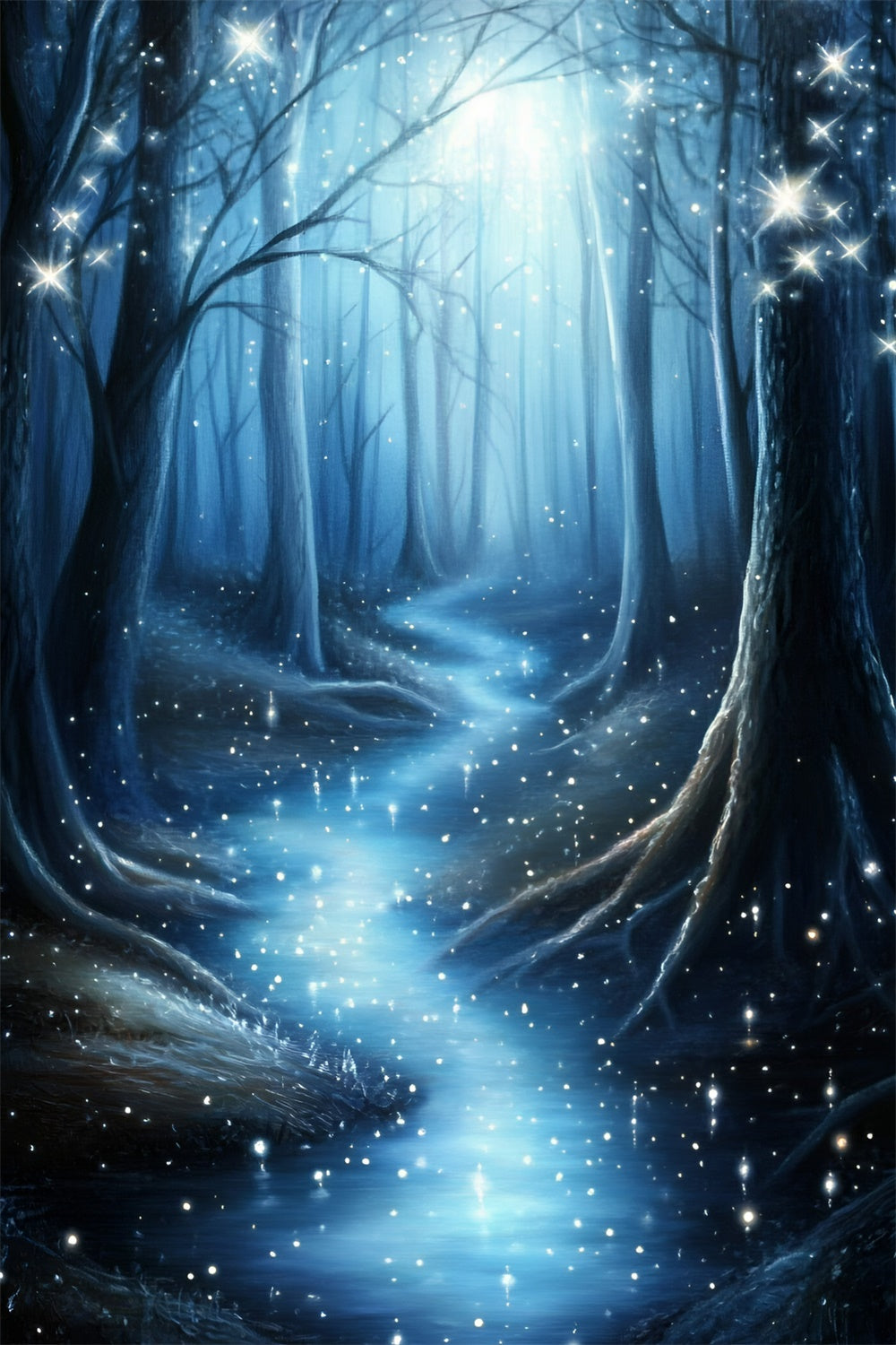 Winter Forest Backdrop Midnight Snow Sparkle Backdrop UK GQ57-163