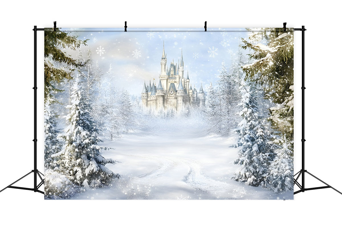Winter Wonderland Backdrop Fairy Tale Castle Backdrop UK GQ57-165