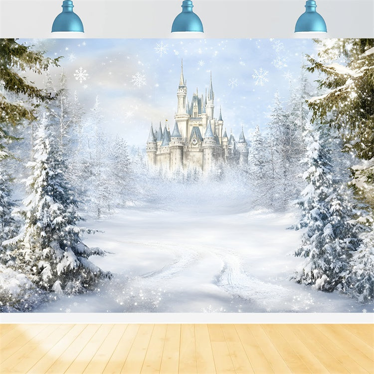 Winter Wonderland Backdrop Fairy Tale Castle Backdrop UK GQ57-165