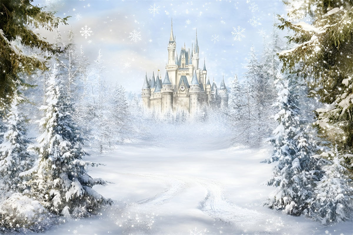 Winter Wonderland Backdrop Fairy Tale Castle Backdrop UK GQ57-165