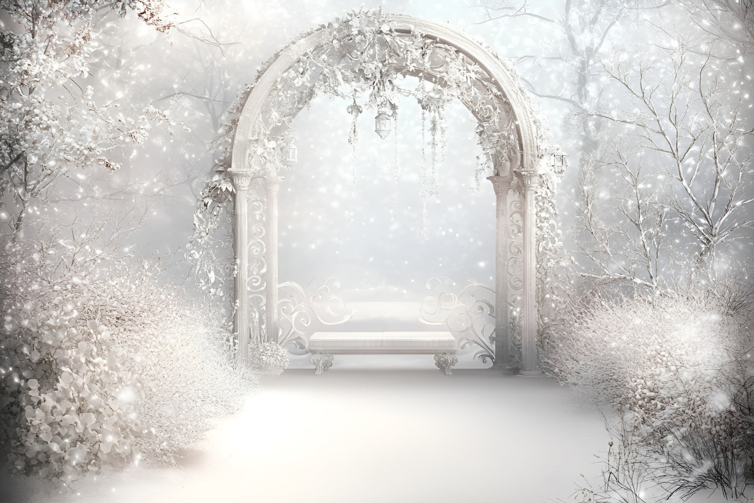 Winter Photo Backdrop Frosted Elegance Arch Backdrop UK GQ57-175