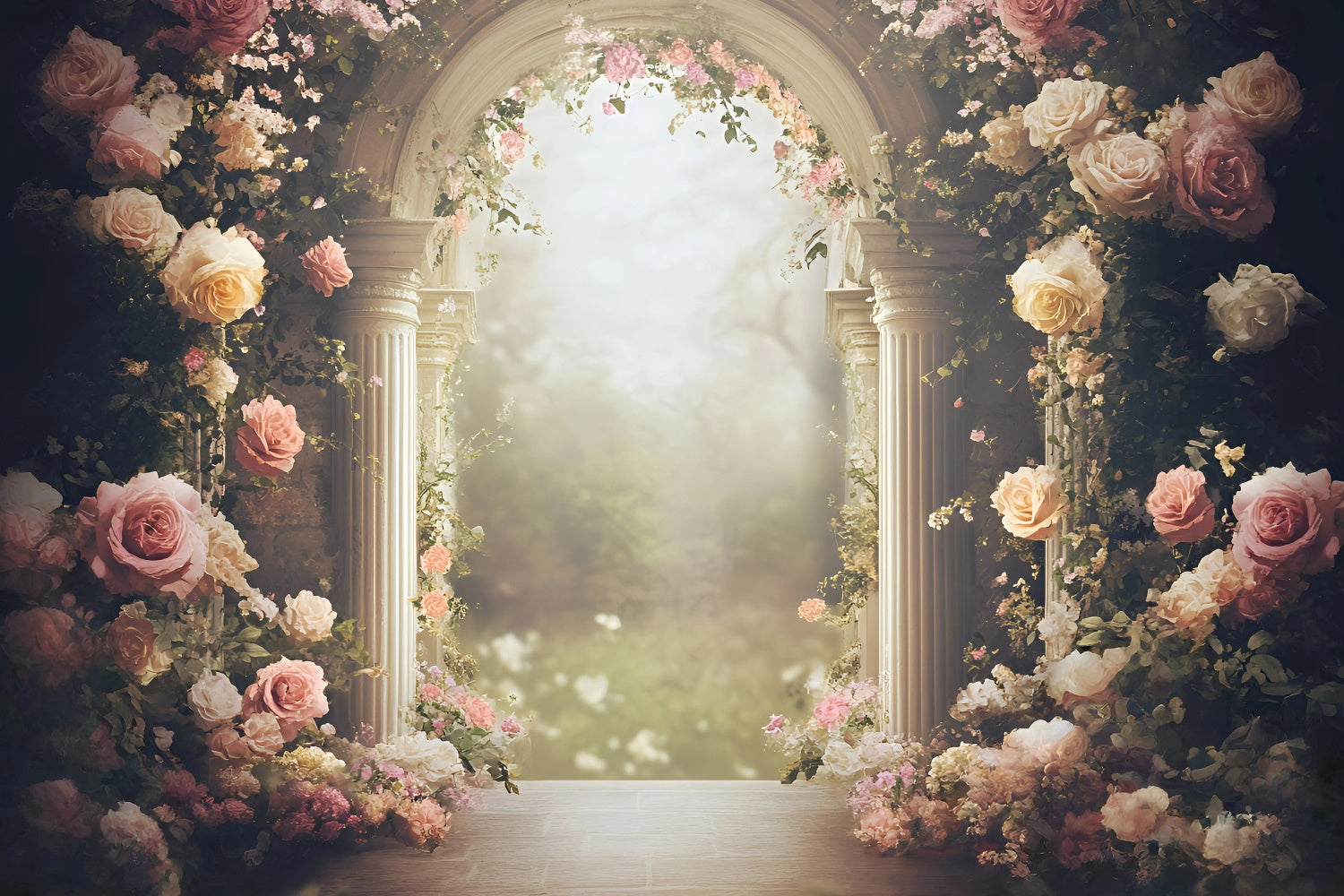 Fine Art Backdrops Romantic Rose Arch Beautiful Backdrop UK GQ57-186