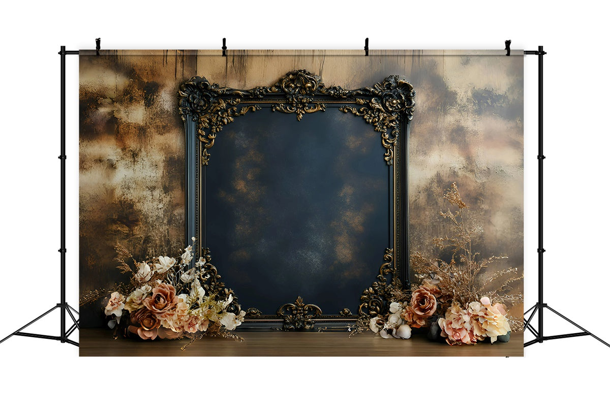 Artistic Backdrop Gold Frame Bloom Fabric Backdrops UK GQ57-187