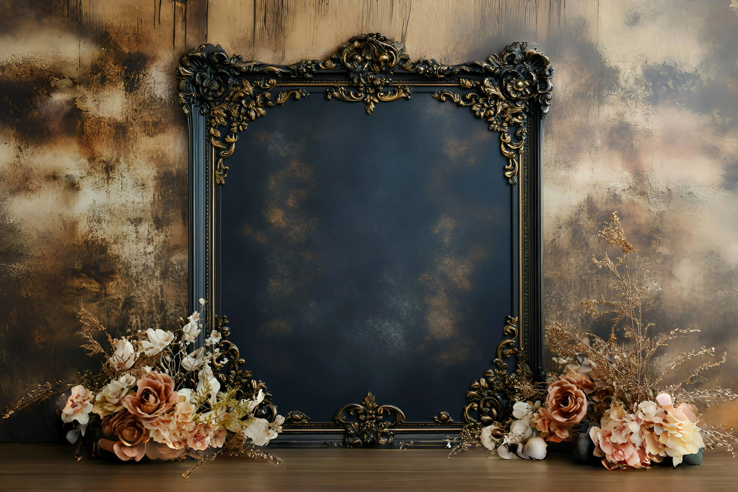 Artistic Backdrop Gold Frame Bloom Fabric Backdrops UK GQ57-187