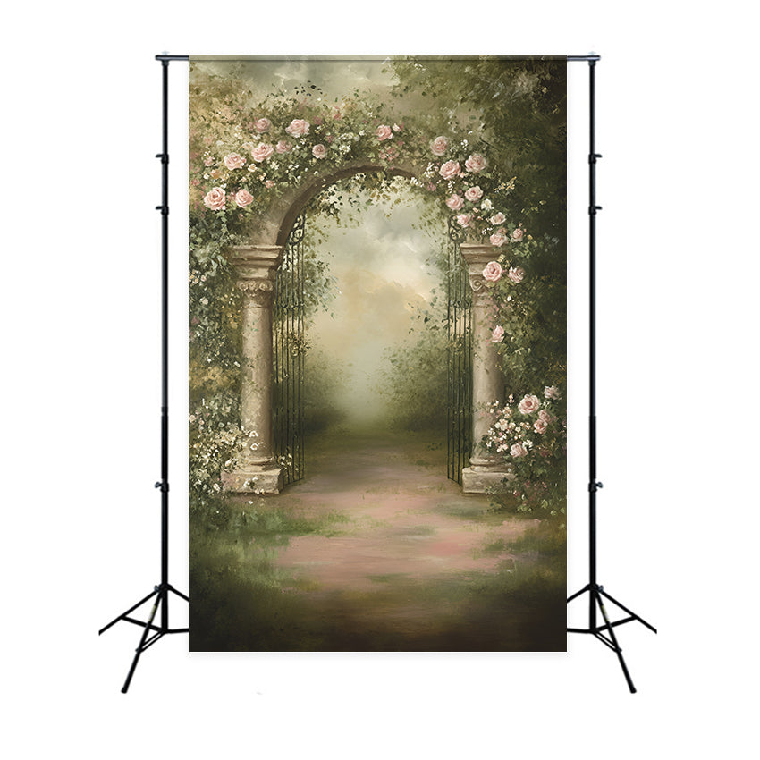 Painting Backdrop Garden Rose Arch Fabric Backdrops UK GQ57-189