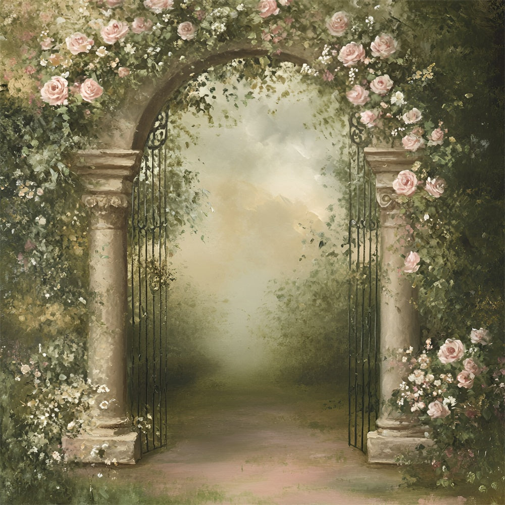 Painting Backdrop Garden Rose Arch Fabric Backdrops UK GQ57-189