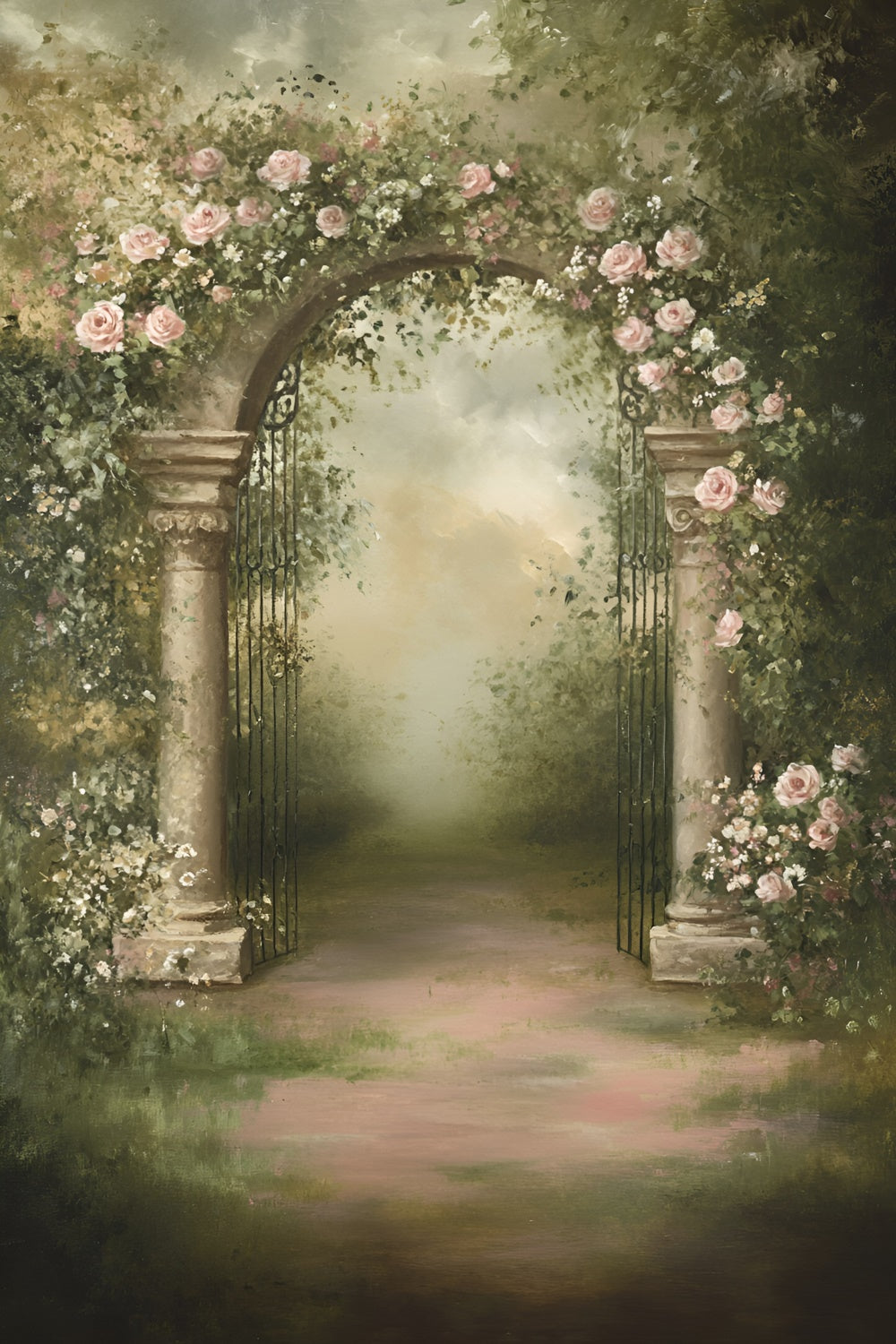 Painting Backdrop Garden Rose Arch Fabric Backdrops UK GQ57-189