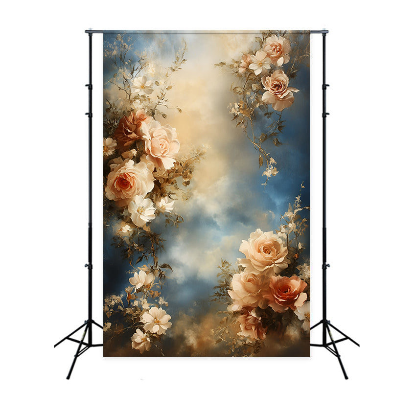 Oil Painting Photography Backdrop Cloudy Rose Backdrop UK GQ57-191