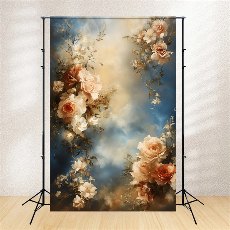 Oil Painting Photography Backdrop Cloudy Rose Backdrop UK GQ57-191