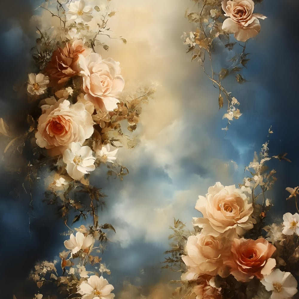 Oil Painting Photography Backdrop Cloudy Rose Backdrop UK GQ57-191