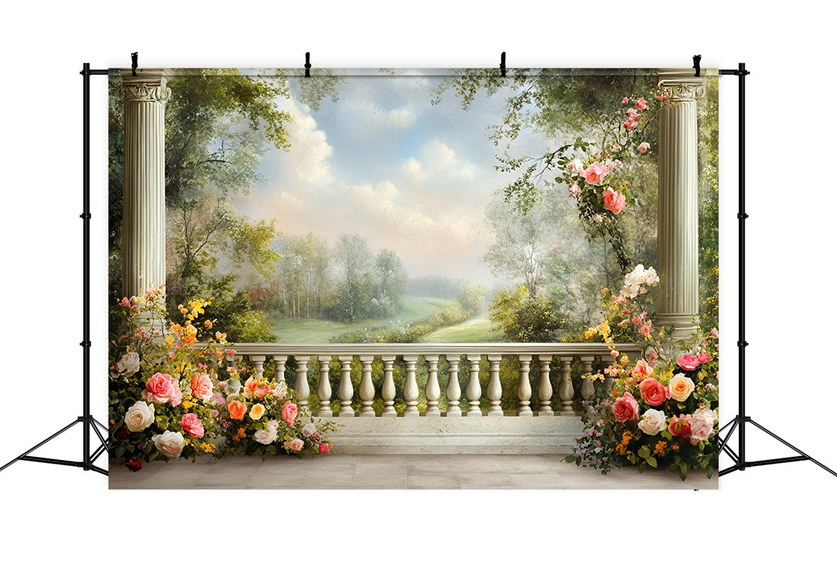 Fine Art Photography Backdrops Floral Balcony Backdrop UK GQ57-193