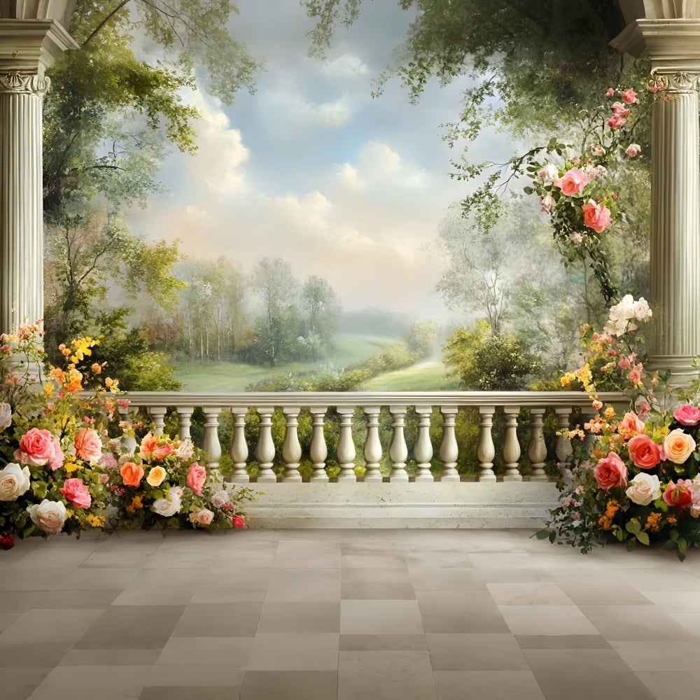 Fine Art Photography Backdrops Floral Balcony Backdrop UK GQ57-193