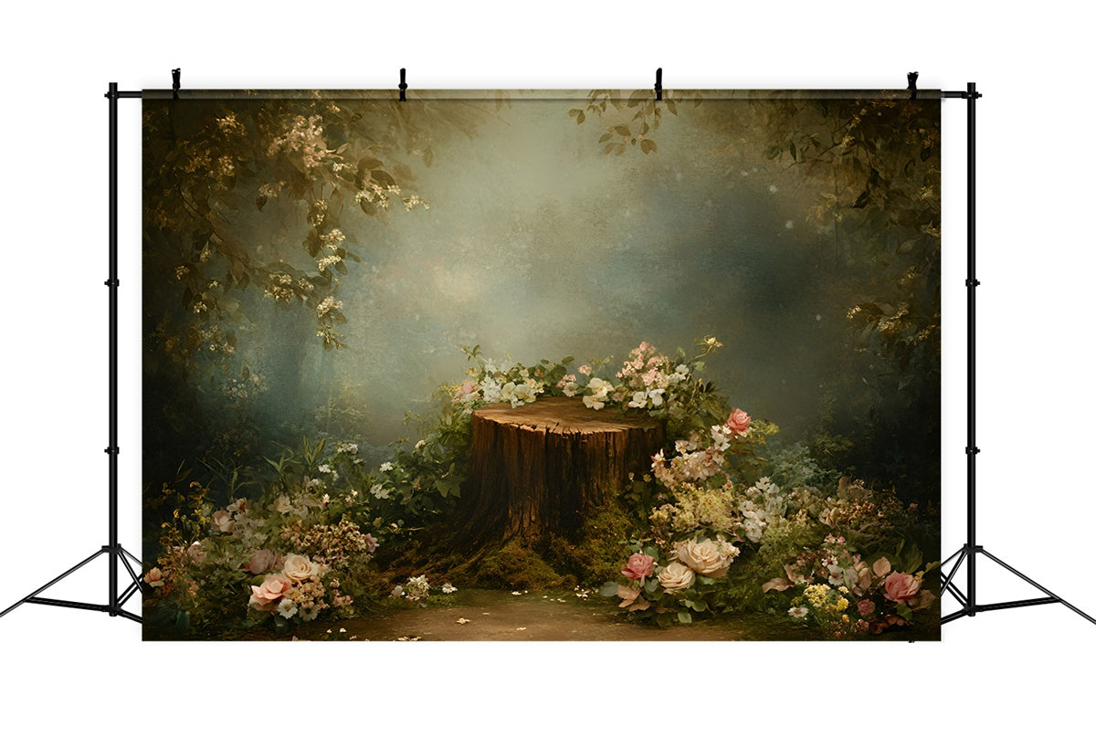 Backdrops Fine Art Woodland Stump Garden Video Backdrop UK GQ57-196