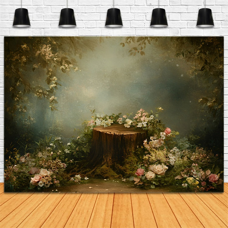 Backdrops Fine Art Woodland Stump Garden Video Backdrop UK GQ57-196