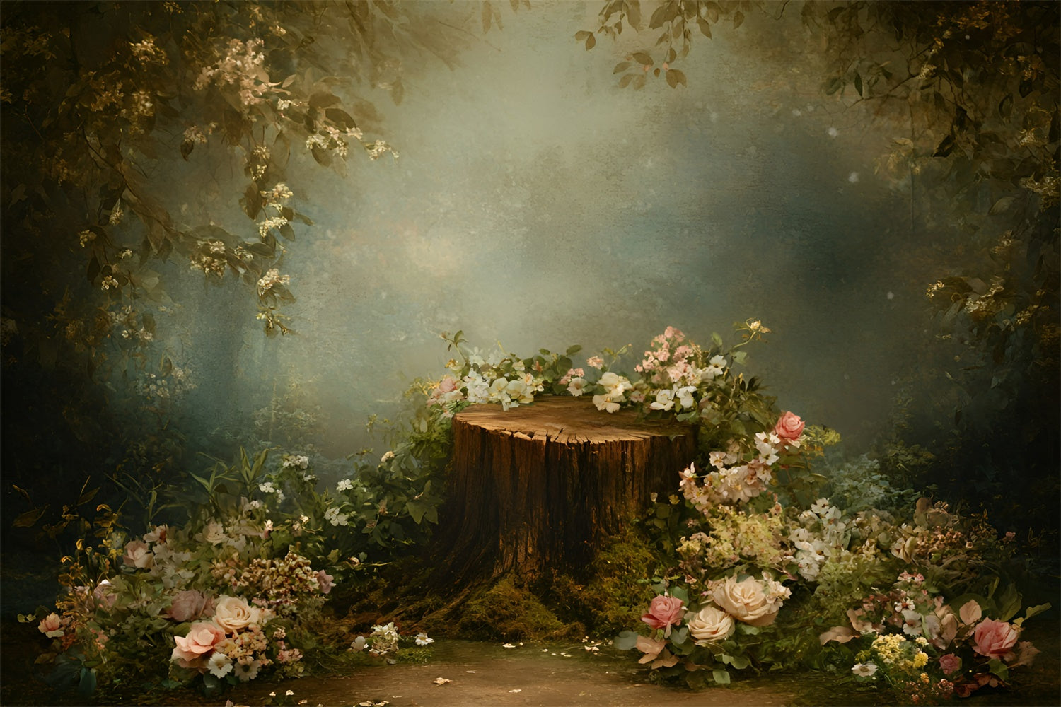 Backdrops Fine Art Woodland Stump Garden Video Backdrop UK GQ57-196