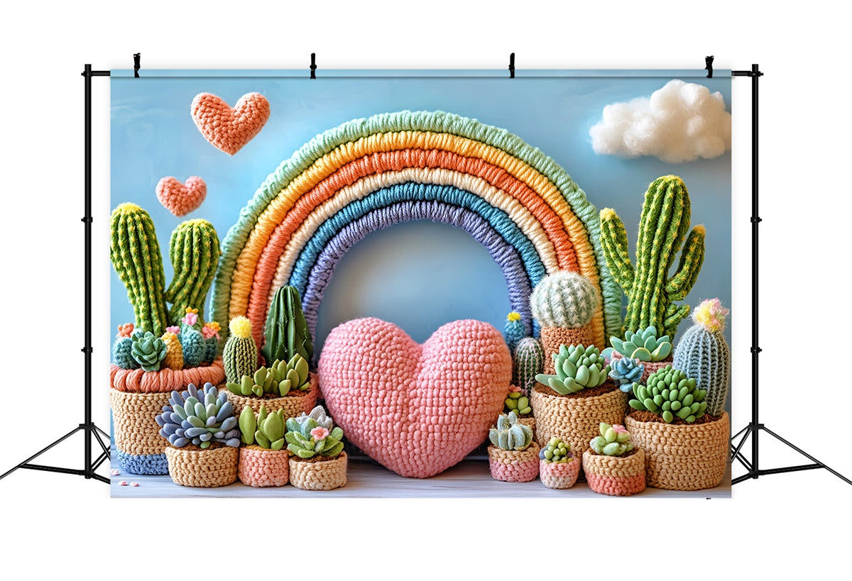 Bohemian Photo Backdrop Rainbow Cactus Arch Backdrop UK GQ57-211