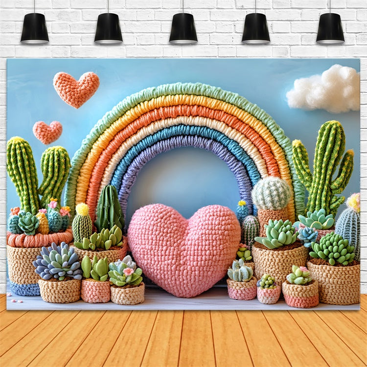 Bohemian Photo Backdrop Rainbow Cactus Arch Backdrop UK GQ57-211