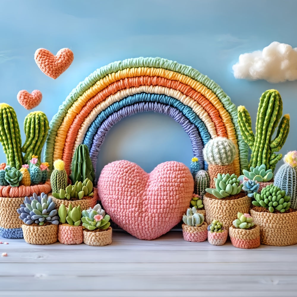 Bohemian Photo Backdrop Rainbow Cactus Arch Backdrop UK GQ57-211