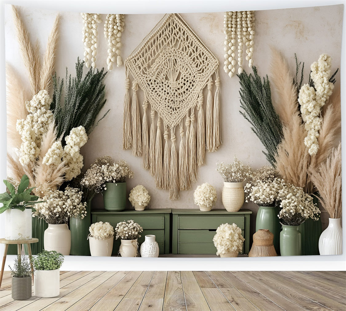 Boho Photo Backdrop Natural Harmony Corner Backdrop UK GQ57-212