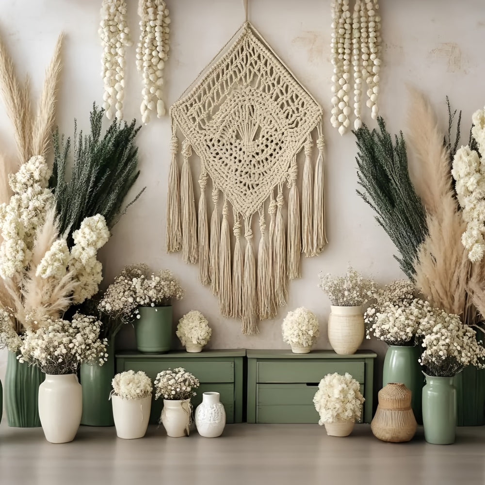 Boho Photo Backdrop Natural Harmony Corner Backdrop UK GQ57-212