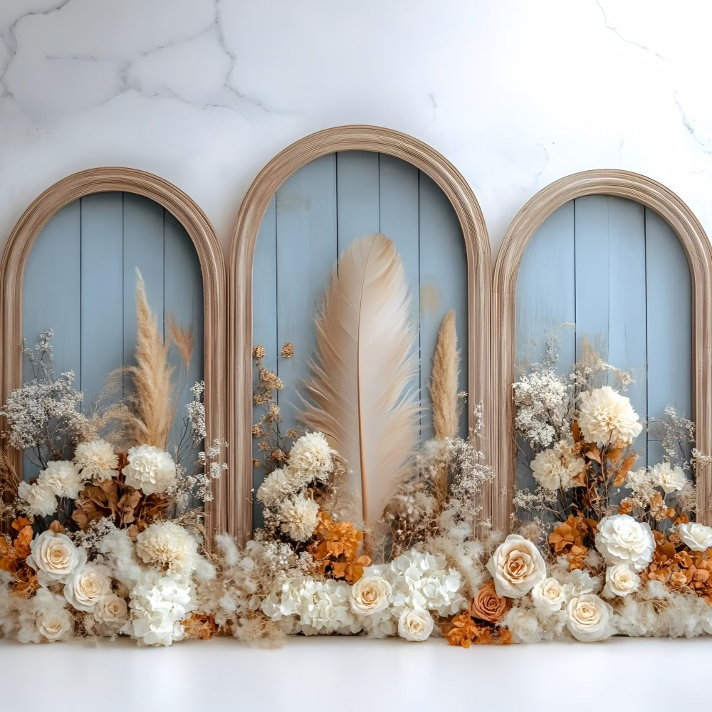 Boho Backdrop Photography Arch Feather Garden Backdrop UK GQ57-214