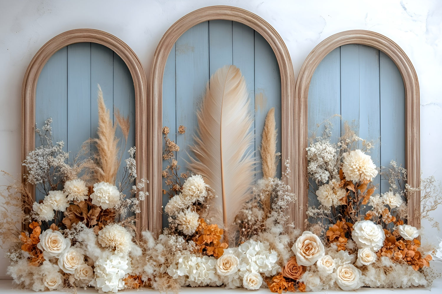Boho Backdrop Photography Arch Feather Garden Backdrop UK GQ57-214