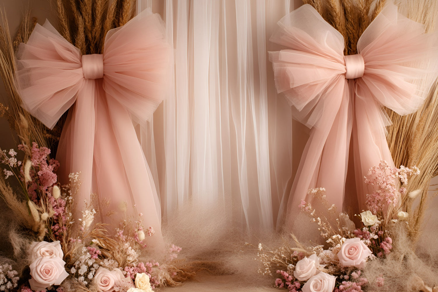 Boho Photography Backdrop Ethereal Bow Bloom Backdrop UK GQ57-215